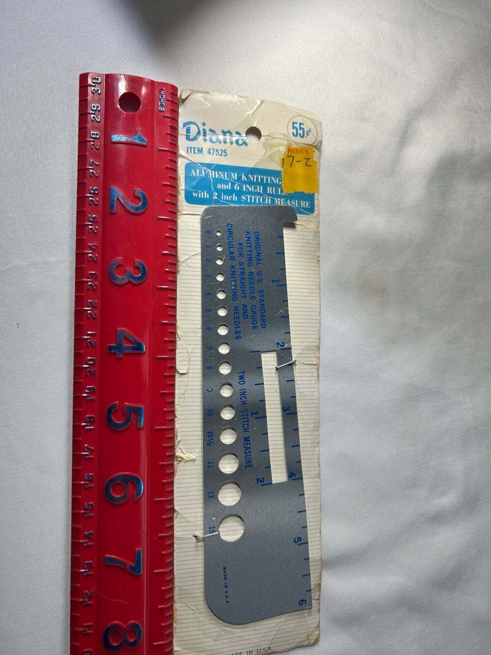 VTG Knitting Needle Gauge Aluminum made in the USA by Diana company 6”